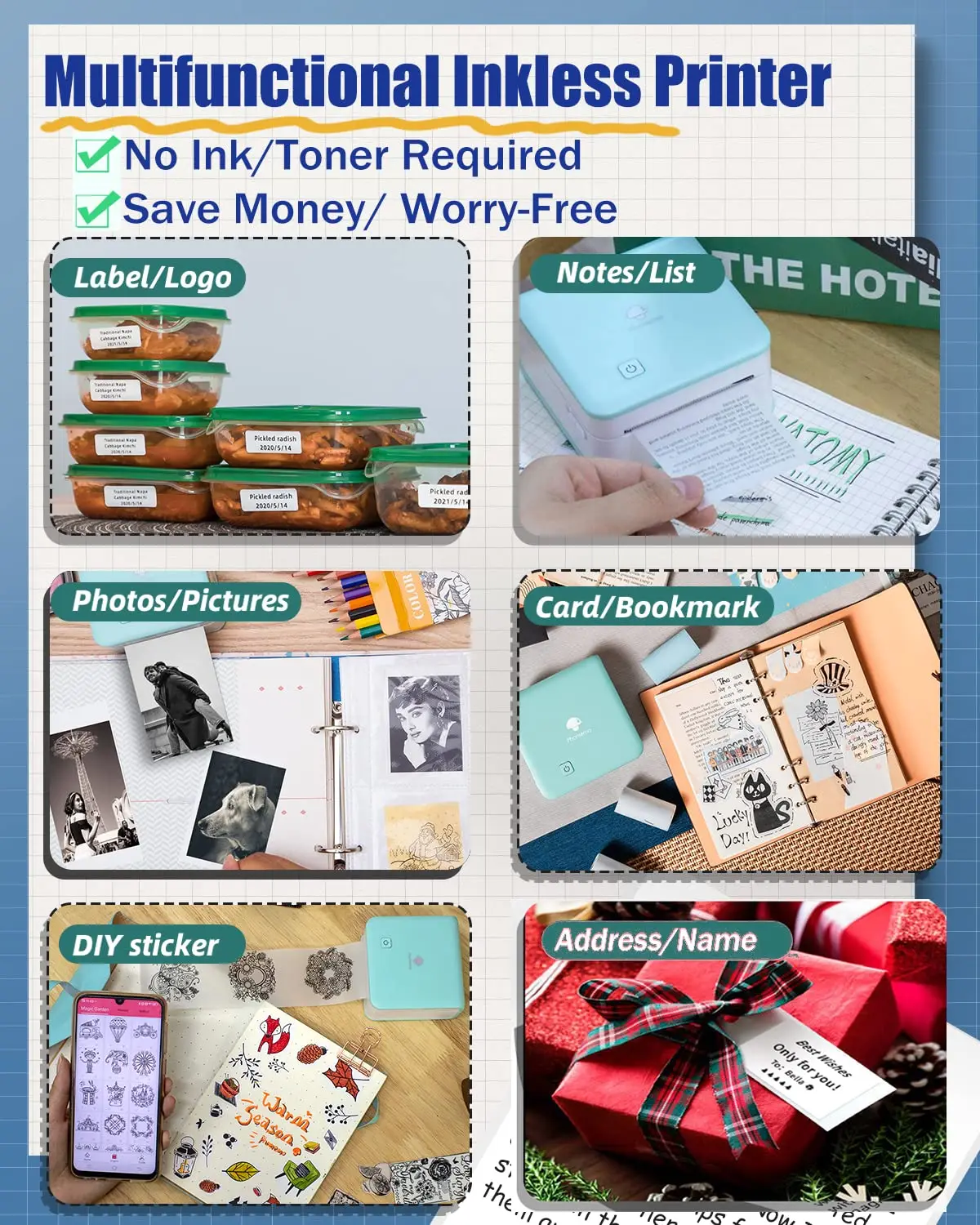 Phomemo M02Pro Mini Portable P - Commercial Printing Labels 评论和价格