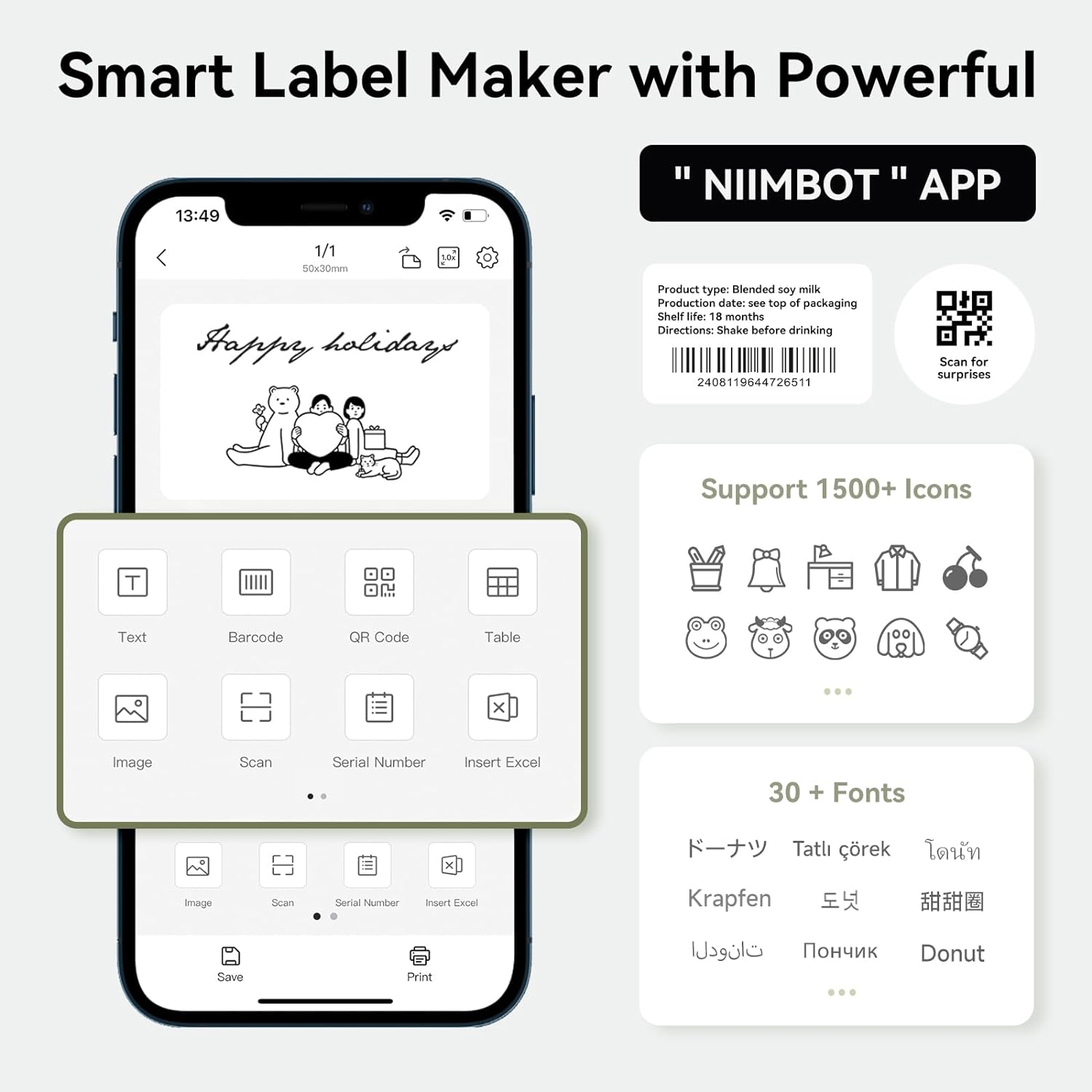Niimbot B1 Printer Thermal Blu - Commercial Printing Labels 评论和价格